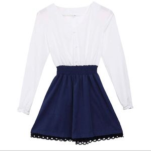 Women Dress Long Sleeve V-Neck Bodycon Short Mini Dress Medium White Blue